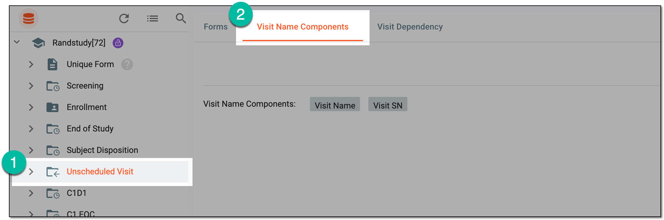 Accessing visit name components