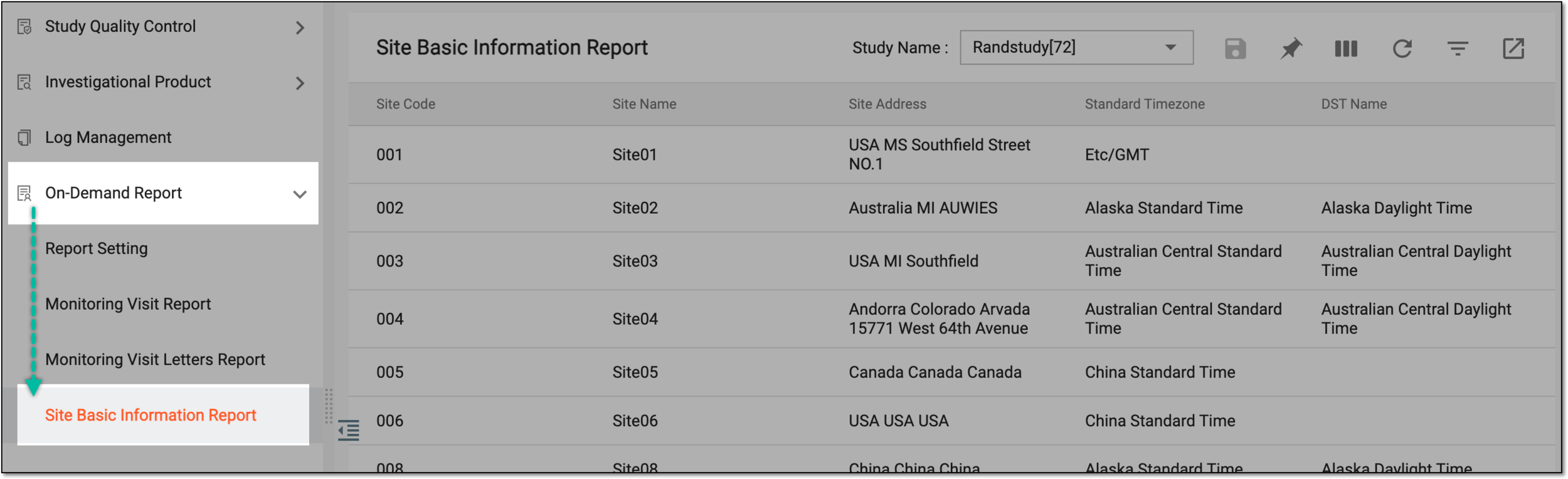 Selecting report to view