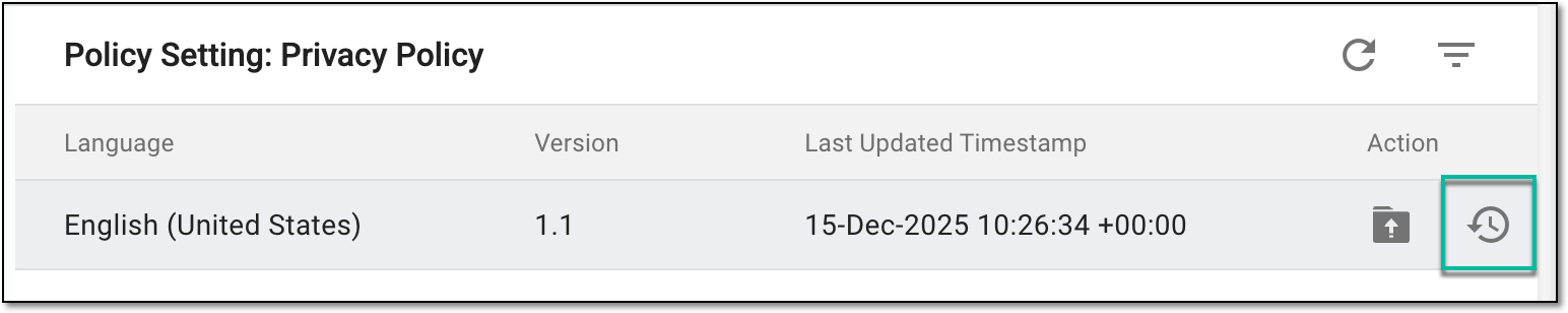 Accessing operation history for policy settings