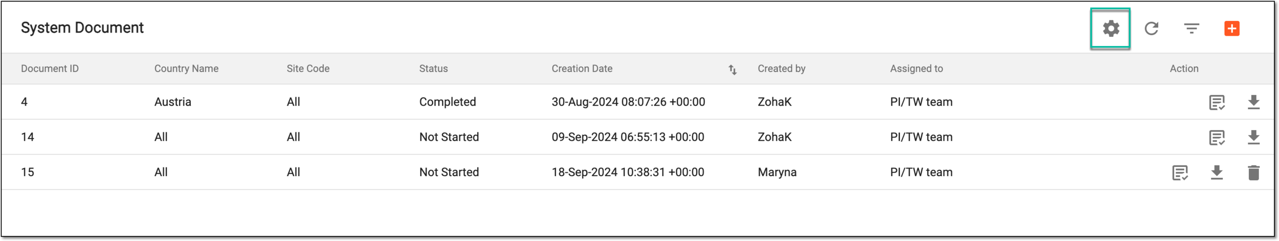 Accessing system document settings