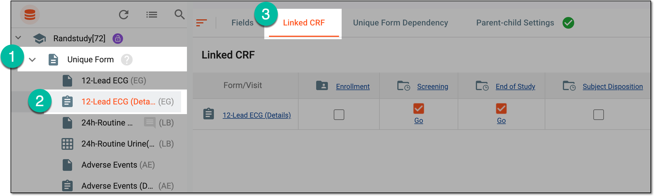 Accessing unique form linkage functionality