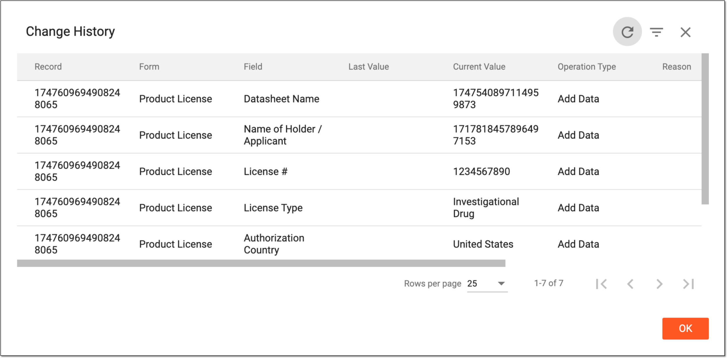 Viewing license change history