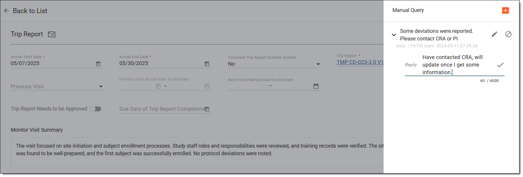 Responding to query