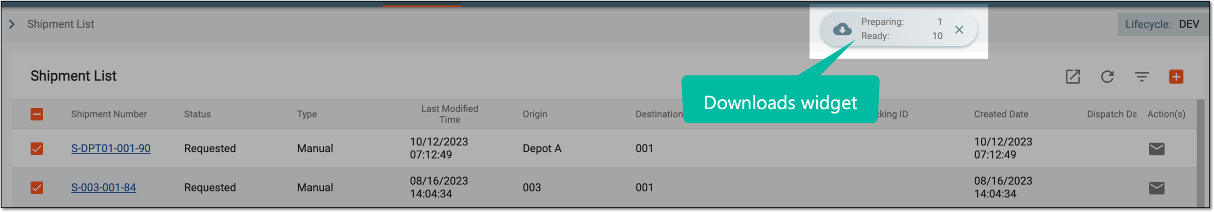 Downloads widget
