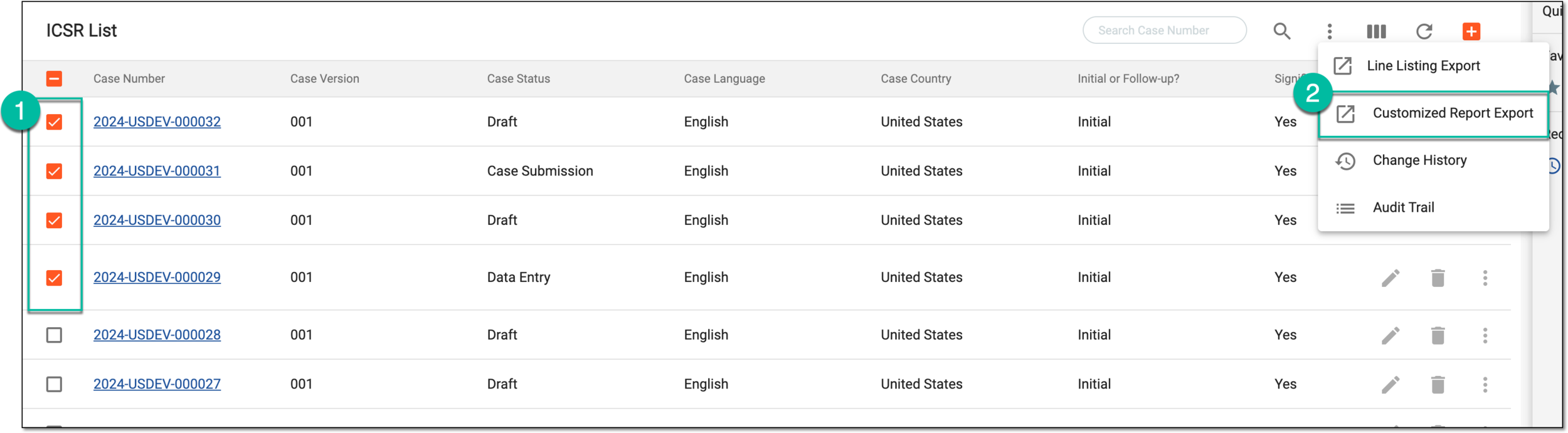 Exporting customized reports in batch