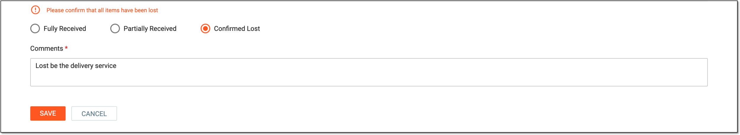 Confirming shipment loss