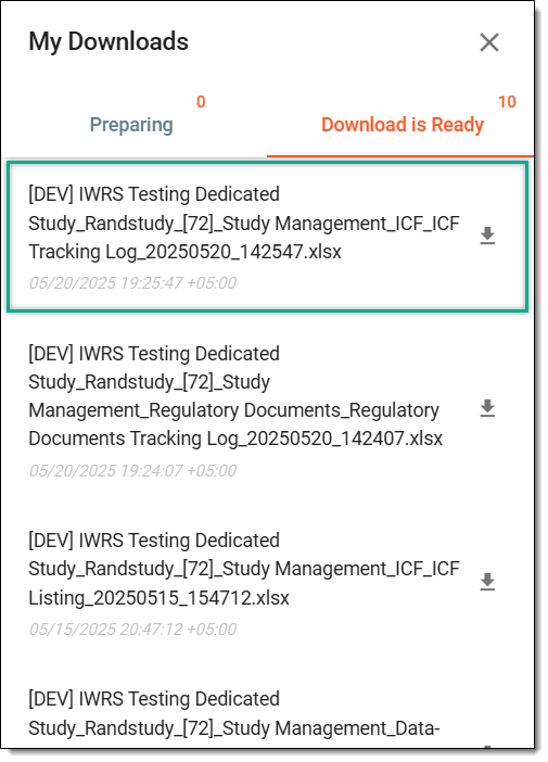 Downloading exported ICF logs