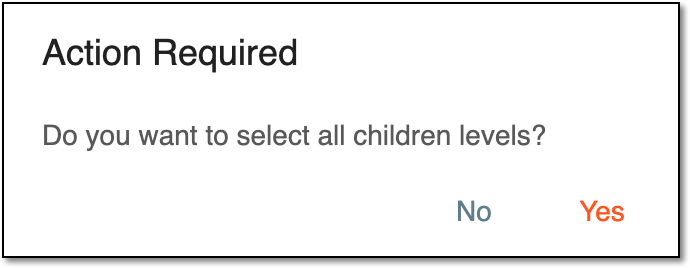 Selecting to grant/restrict access for child-level objects