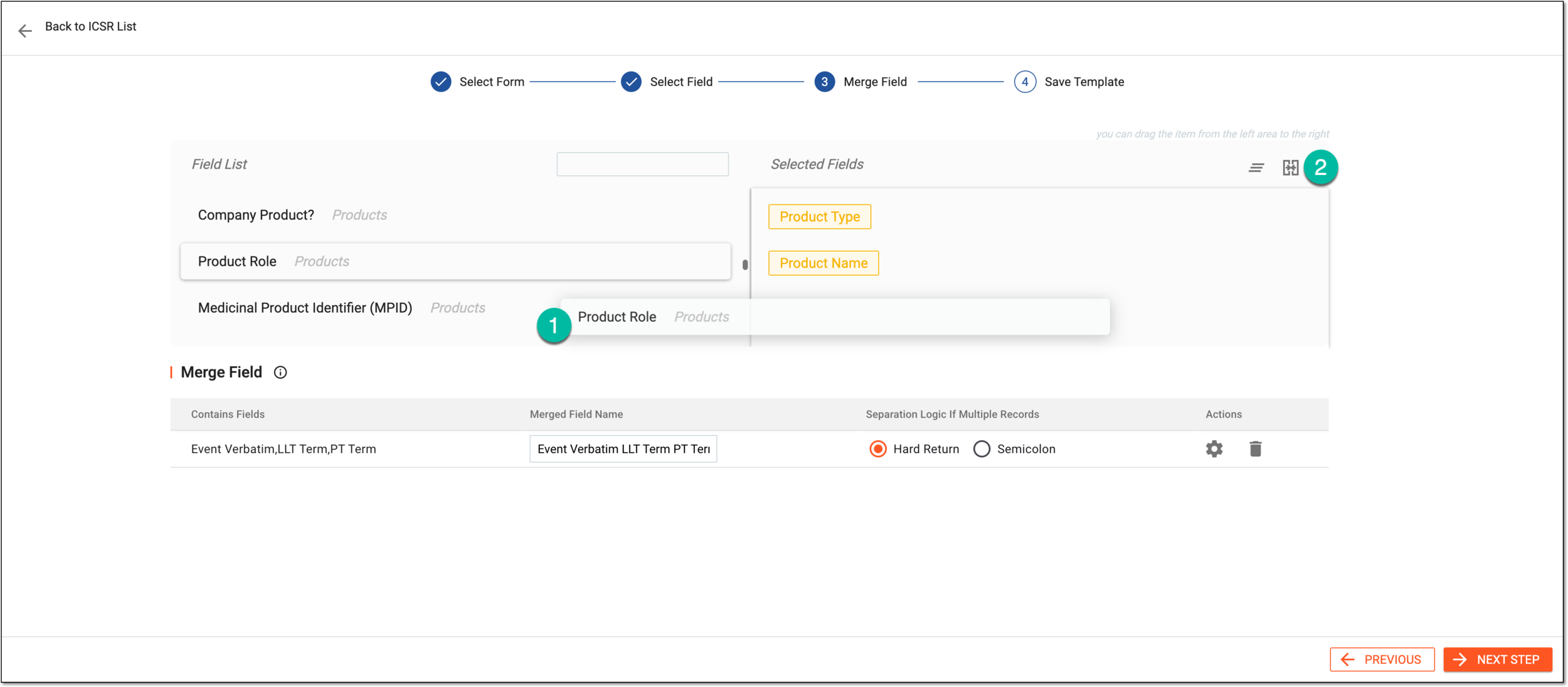Merging form fields