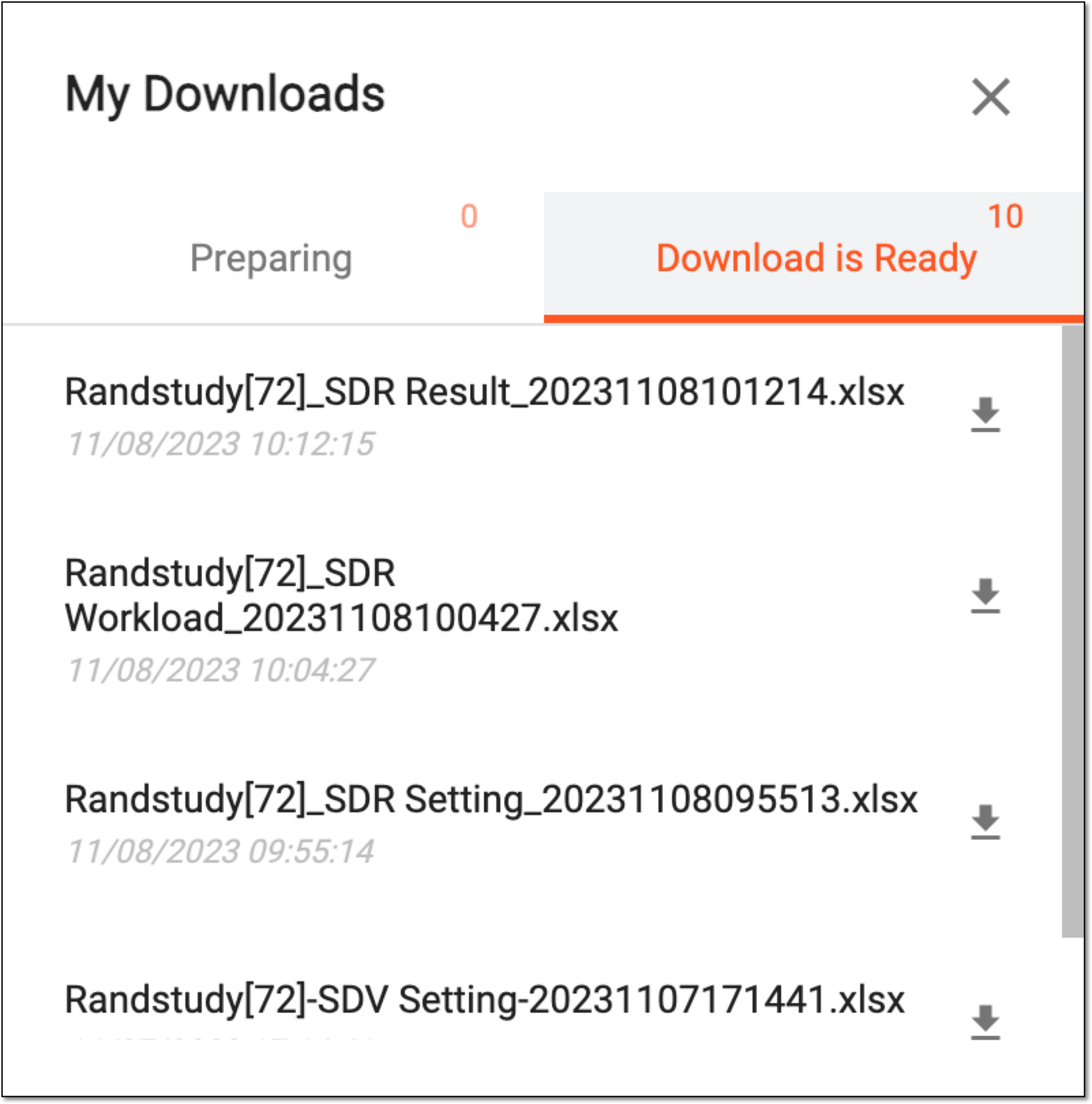 Viewing downloads