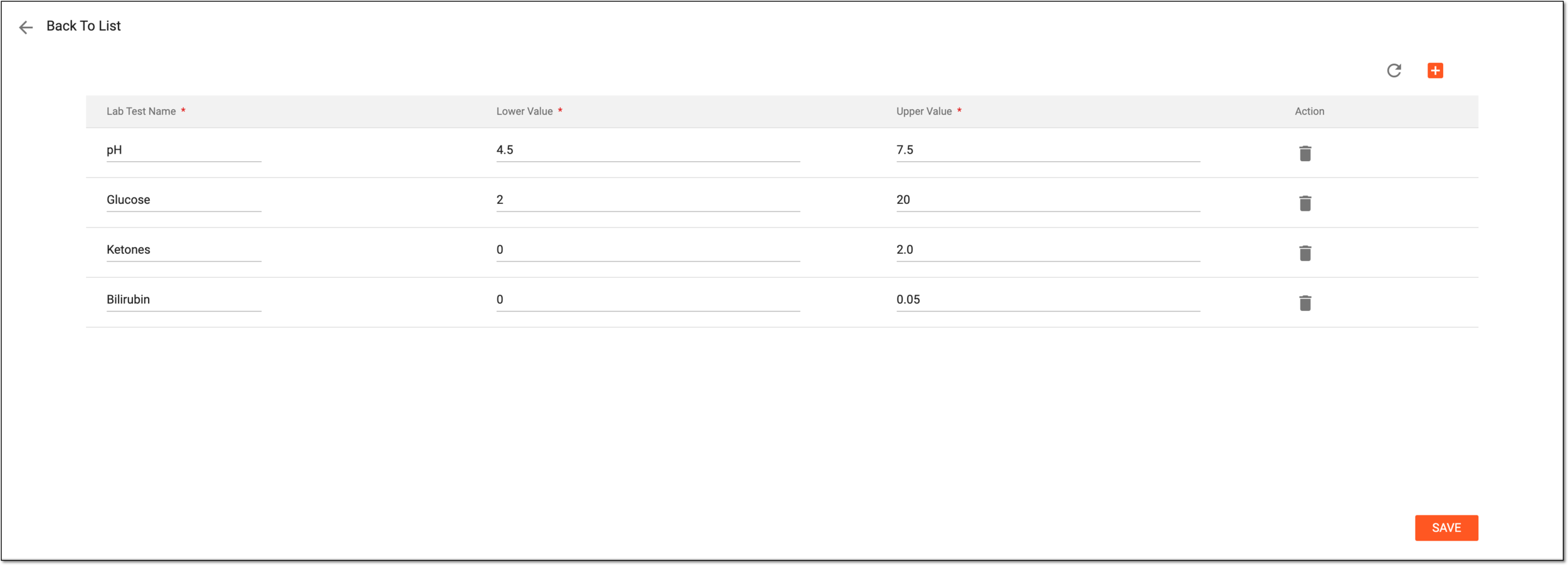 Adding normal range values