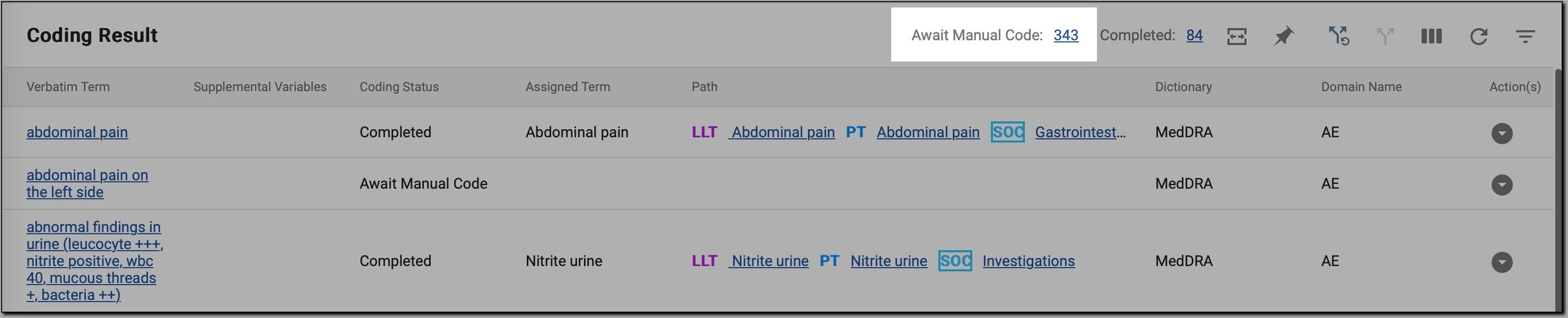 VTs pending manual coding