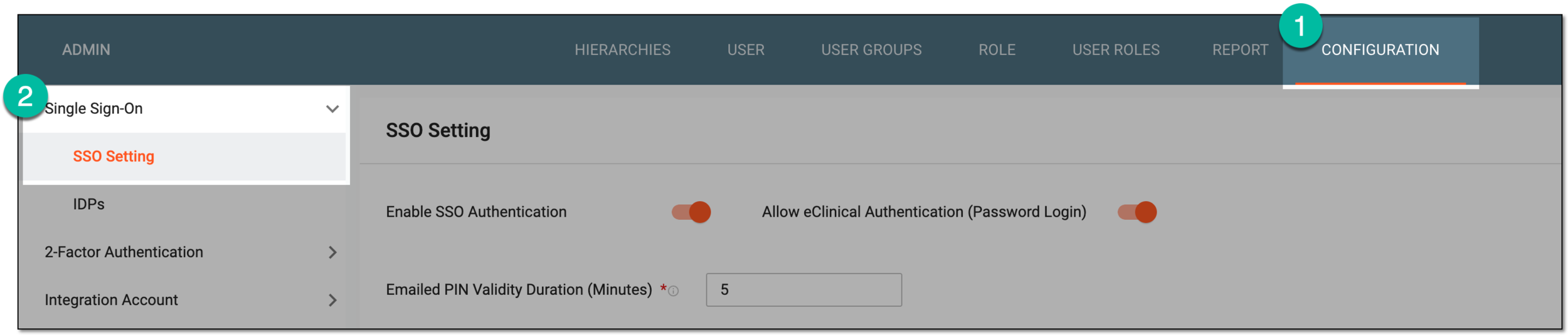 Accessing SSO setting