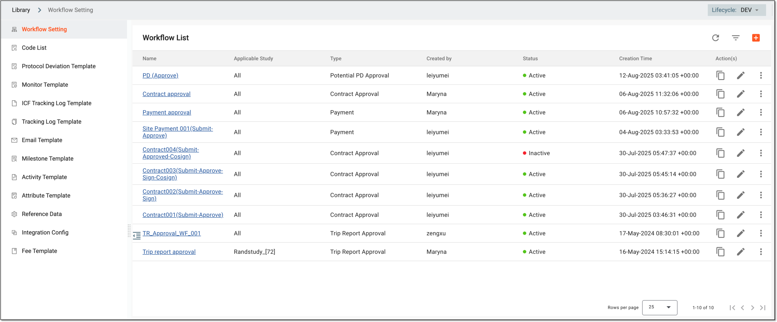 Workflow setting