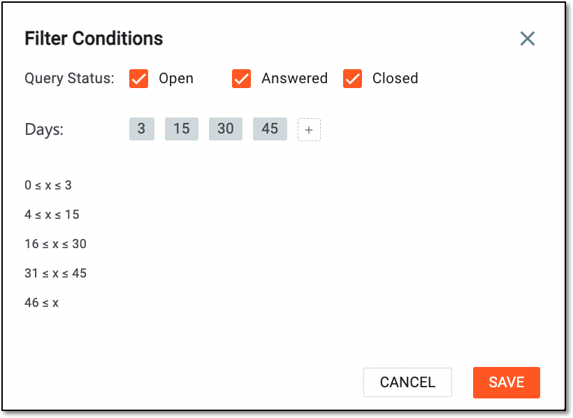 Editing filter conditions