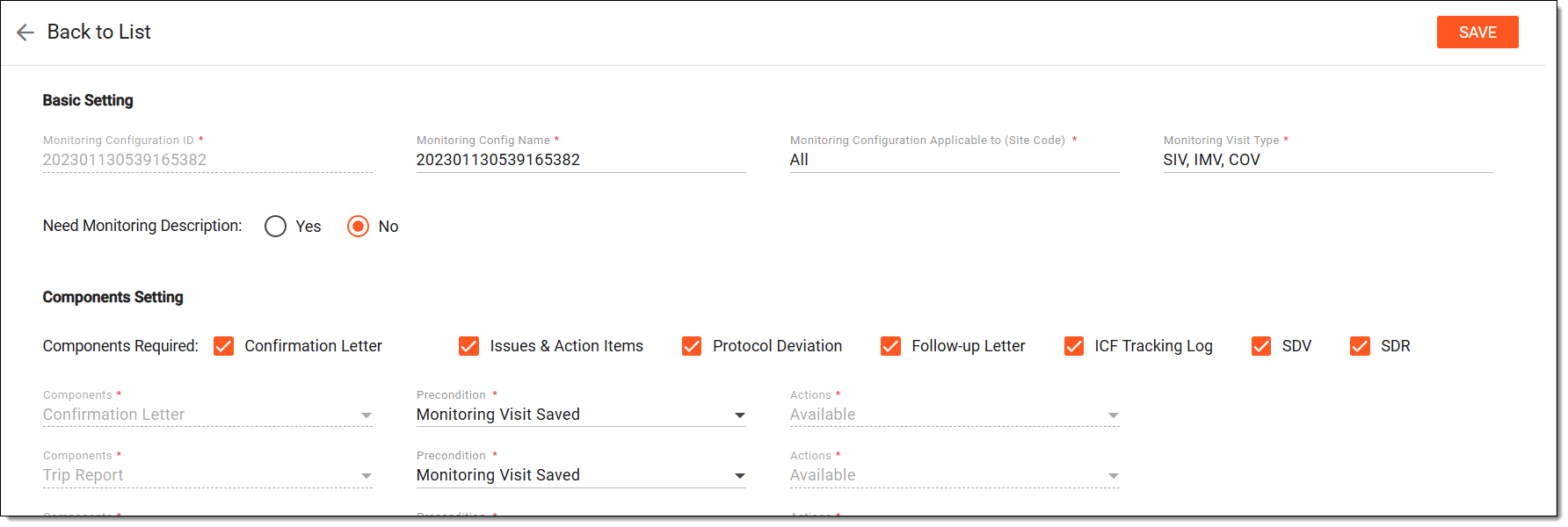 Editing monitoring configuration entity
