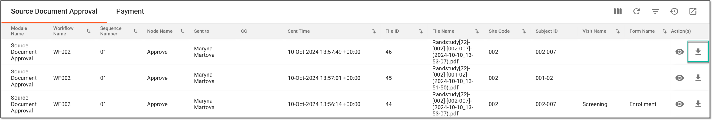 Exporting workflow-sent email in PDF