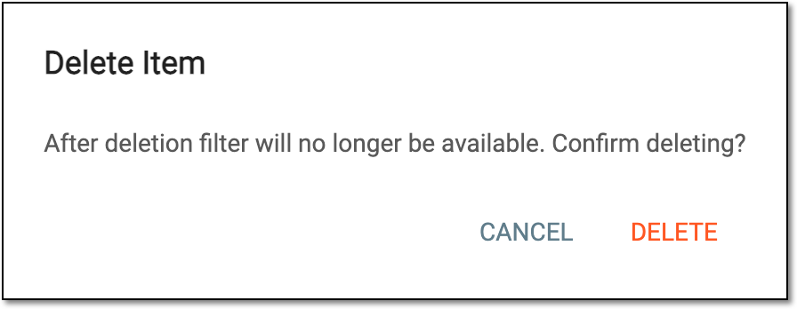 Confirming filter set deletion