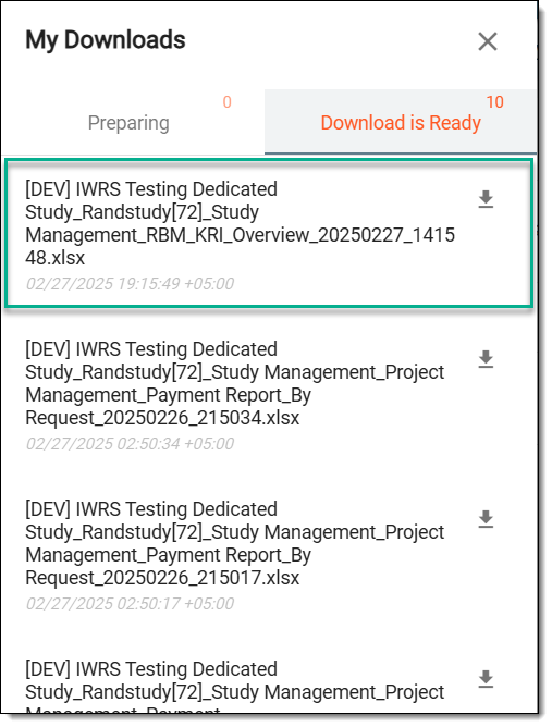 Downloading KRI report