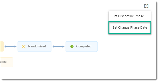 Selecting option to set change phase date