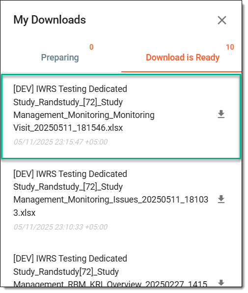 Downloading monitoring visits report