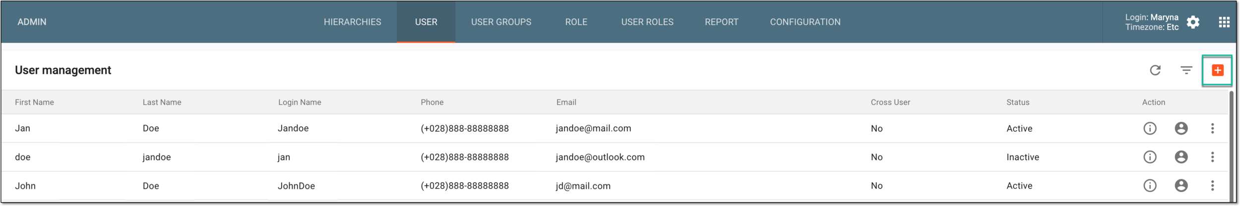 Selecting option to add new user