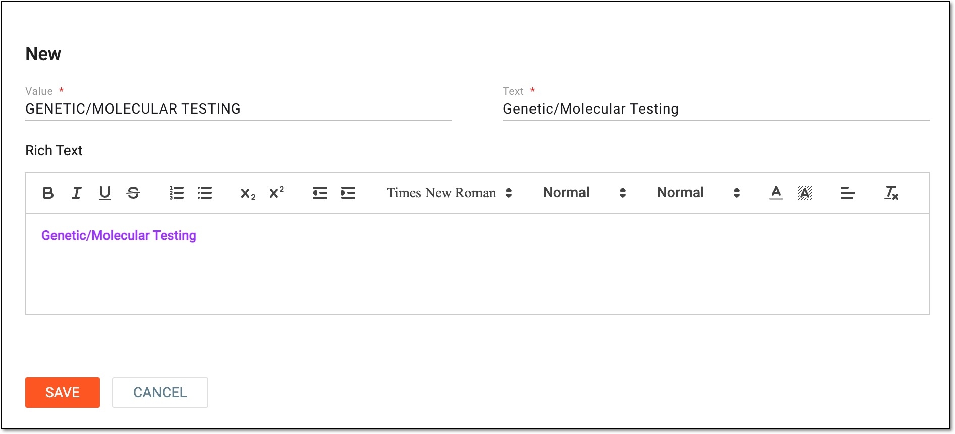 Adding text item to codelist