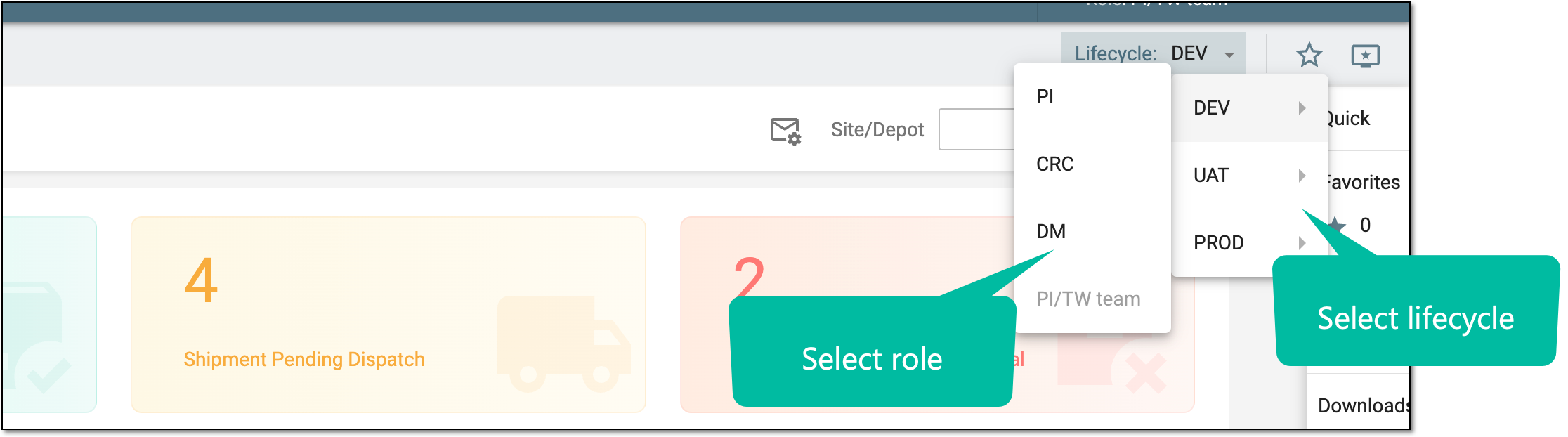 Selecting lifecycle and user role