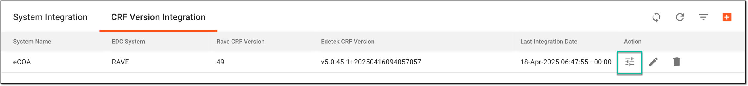 Selecting to establish mapping between CRF versions