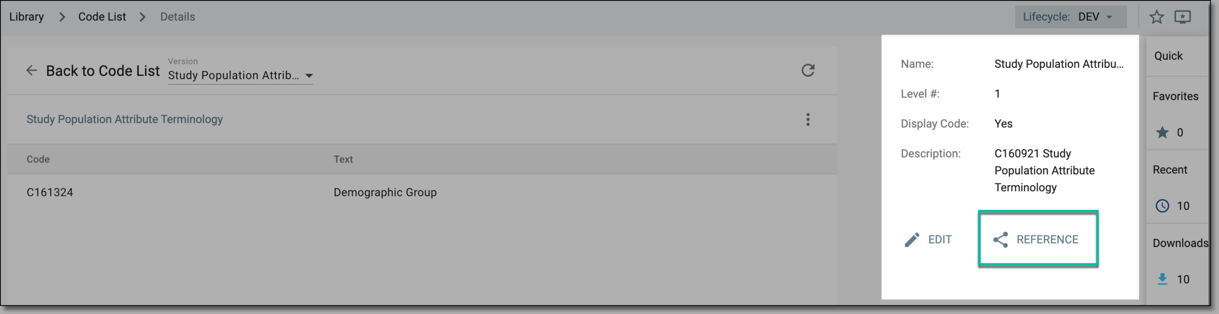 Accessing alternate option to check code list references