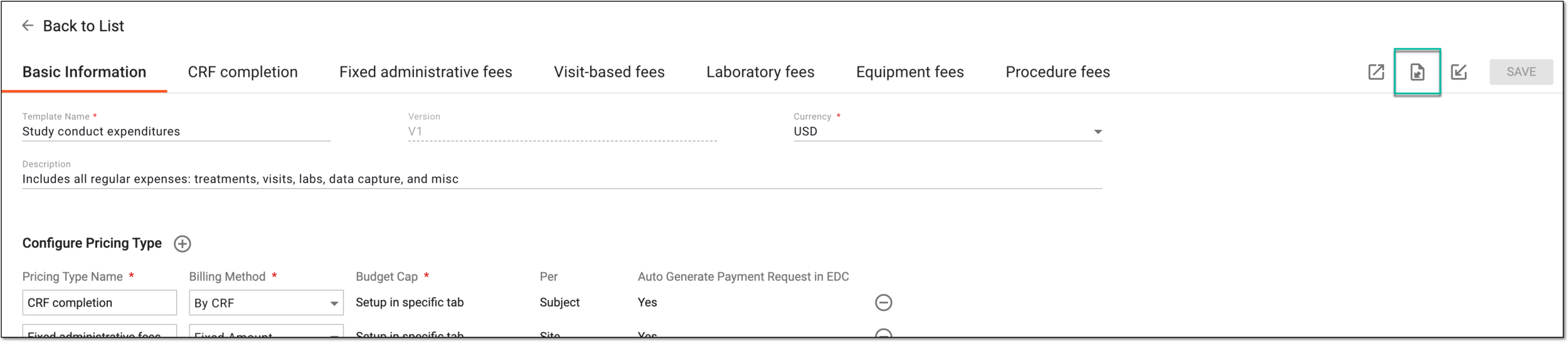 Accessing import history from pricing template configuration page