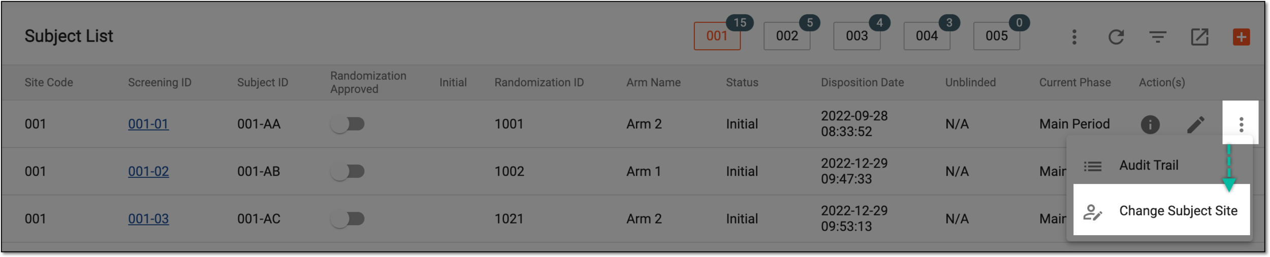 Change Subject Site option