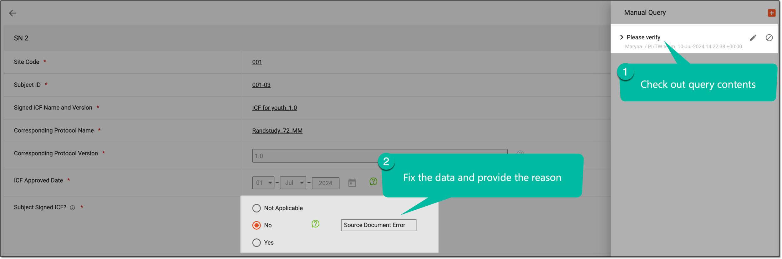 Reviewing query and fixing item content