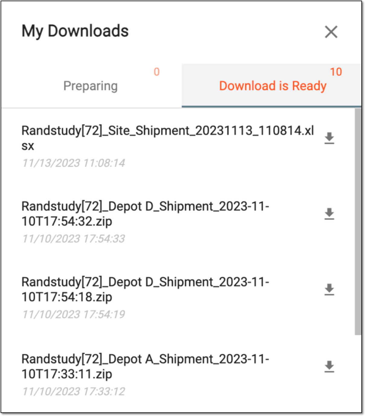 Viewing downloads