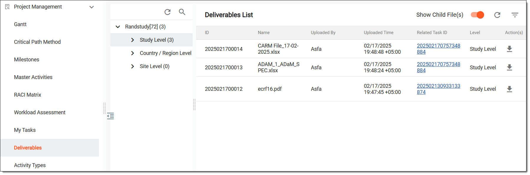 Viewing deliverables