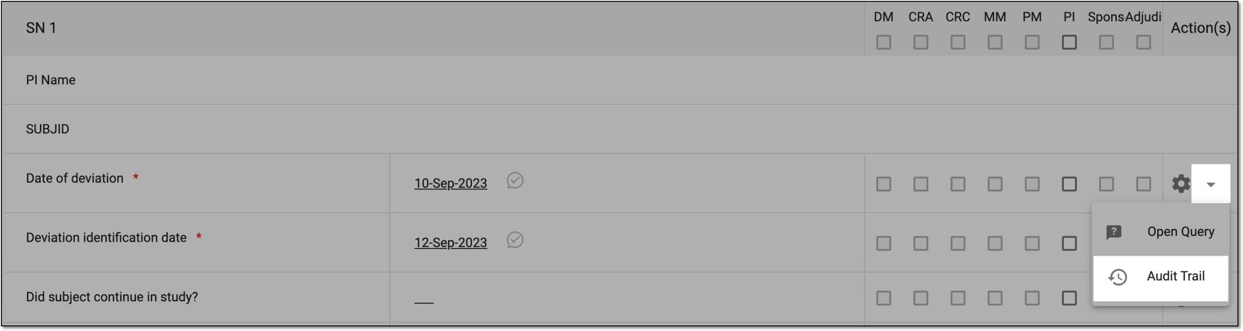 Selecting option to view operation history