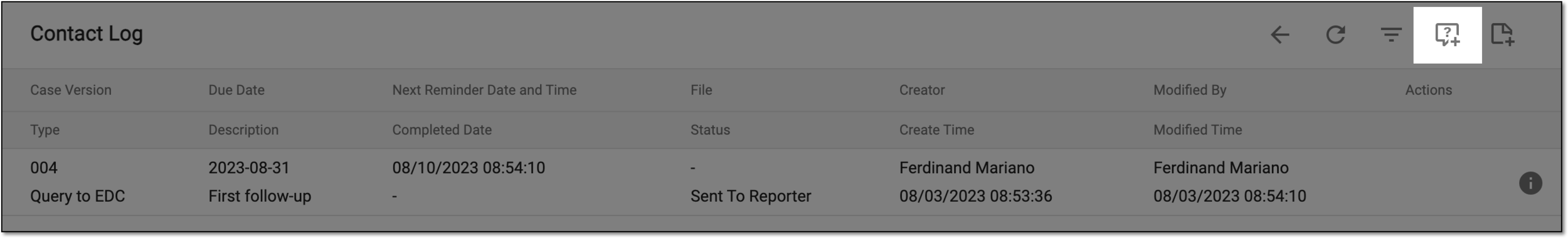 Adding query via contact log