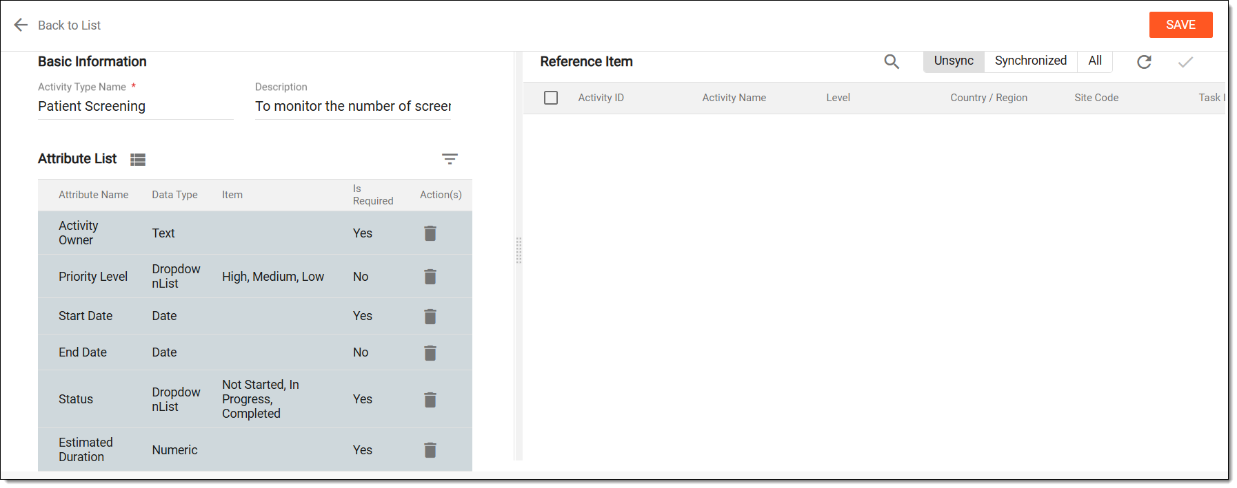 Adding activity type