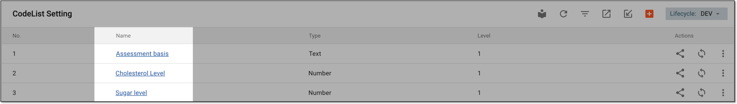 Selecting codelist