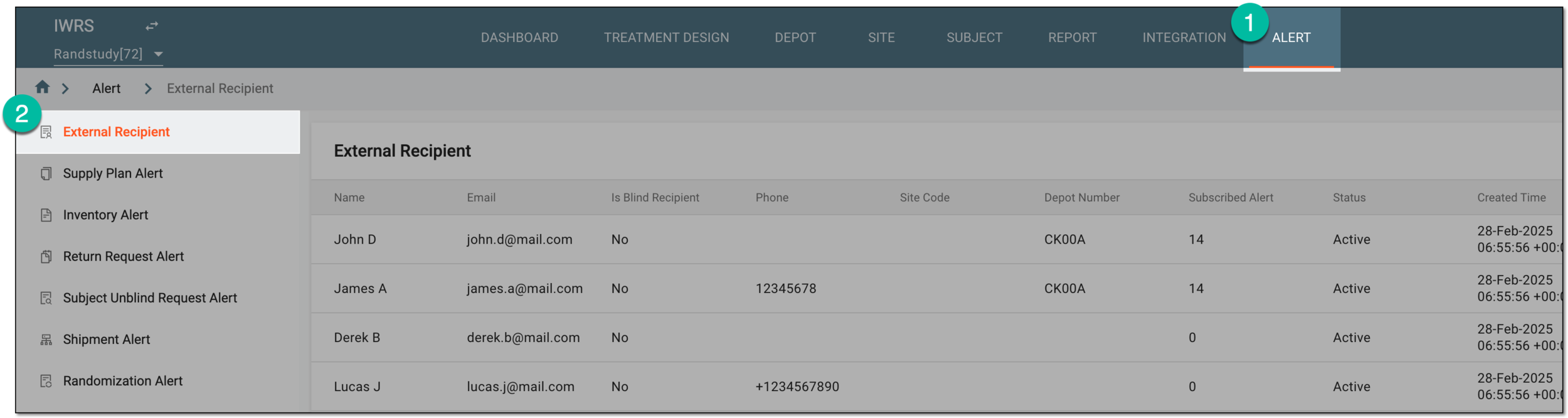 Accessing external recipient list