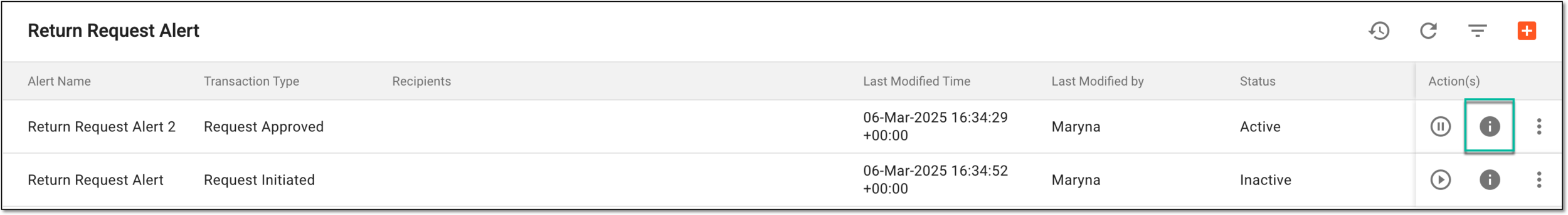 Selecting option to preview return request alert email