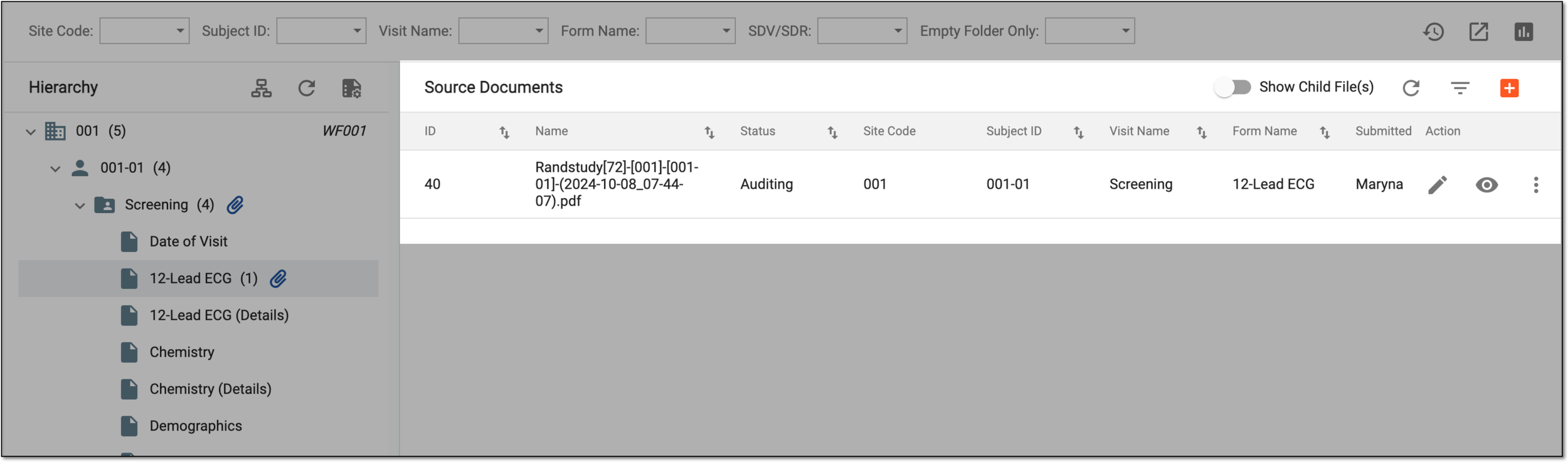 Reviewing source document files in directory