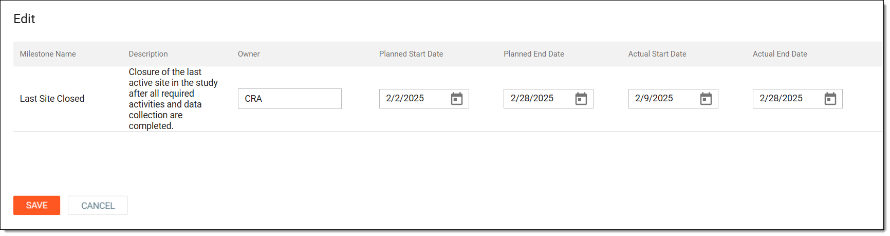 Updating milestone for study