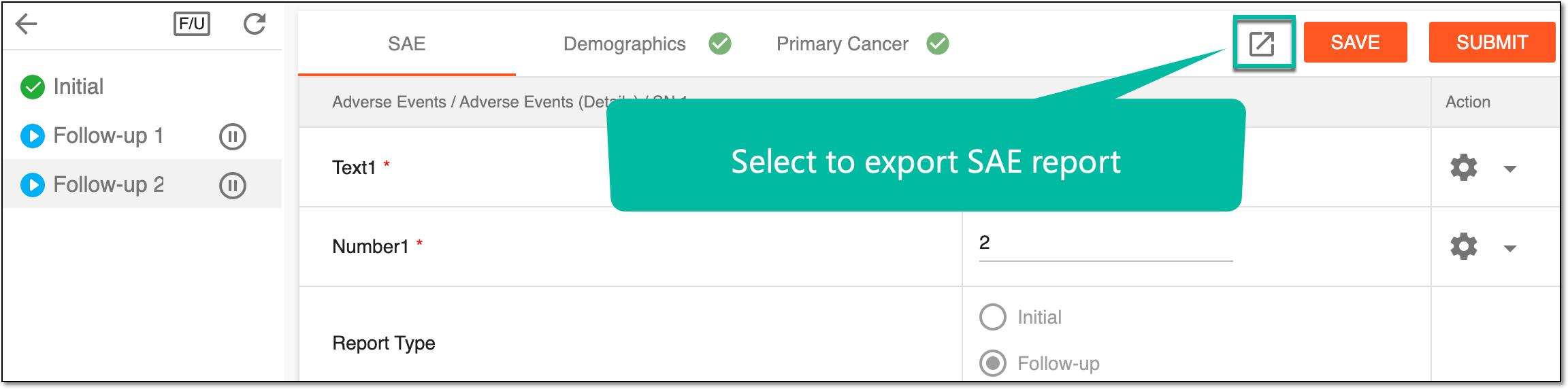 Exporting SAE report