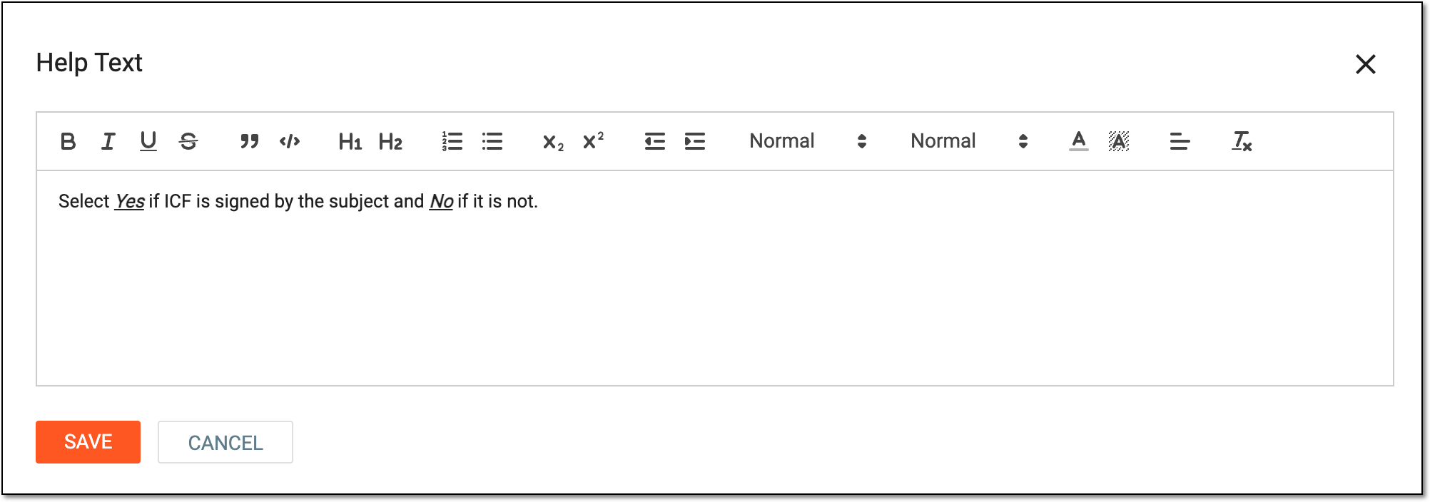 Entering text in rich text editor