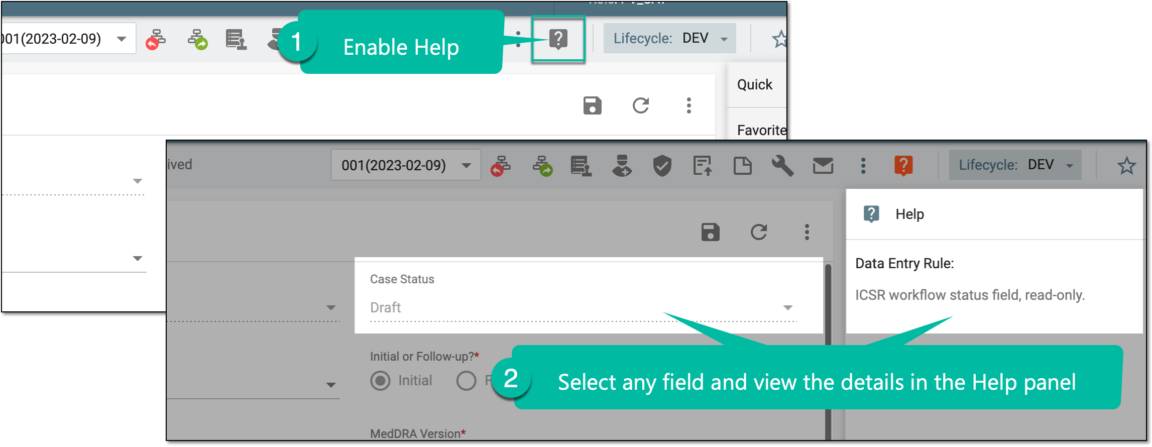 Enabling help on field completion