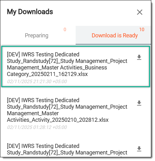 Downloading activity and category association details