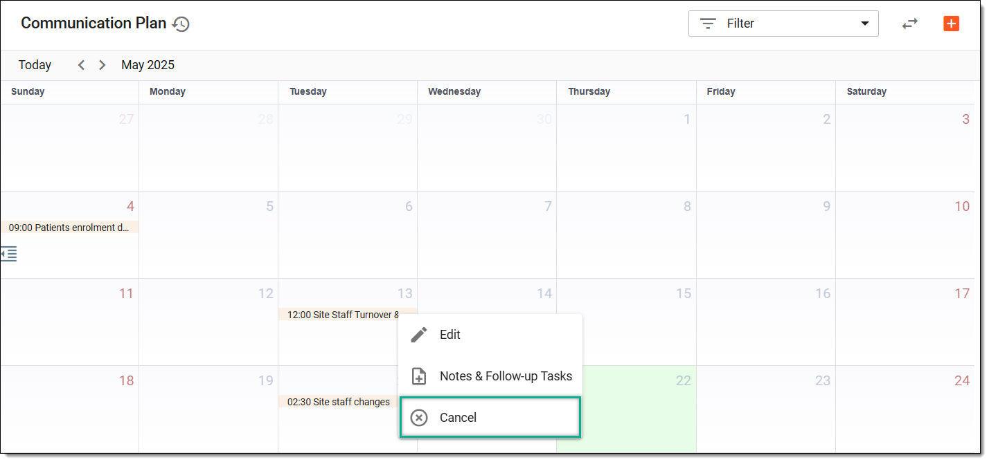 Canceling scheduled meeting