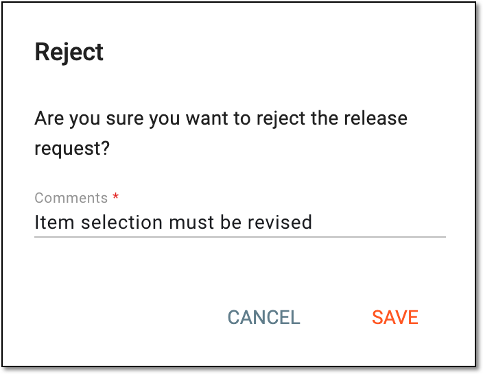 Rejecting item release request