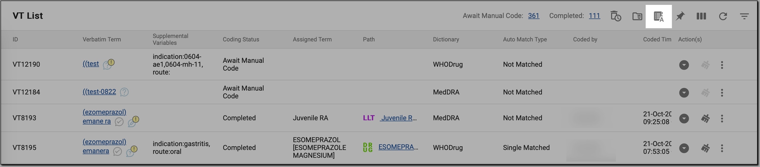 Initiating autocoding